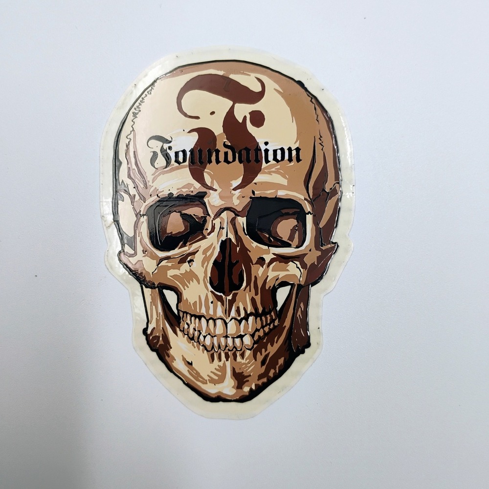Foundation Skateboards Skull Sticker Decal VTG 90's Skate Logo Graphic Decal NOS